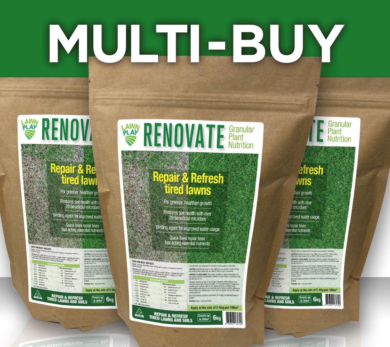 Lawn Play Renovate Lawn Fertiliser with Wetting Agent - Image 2