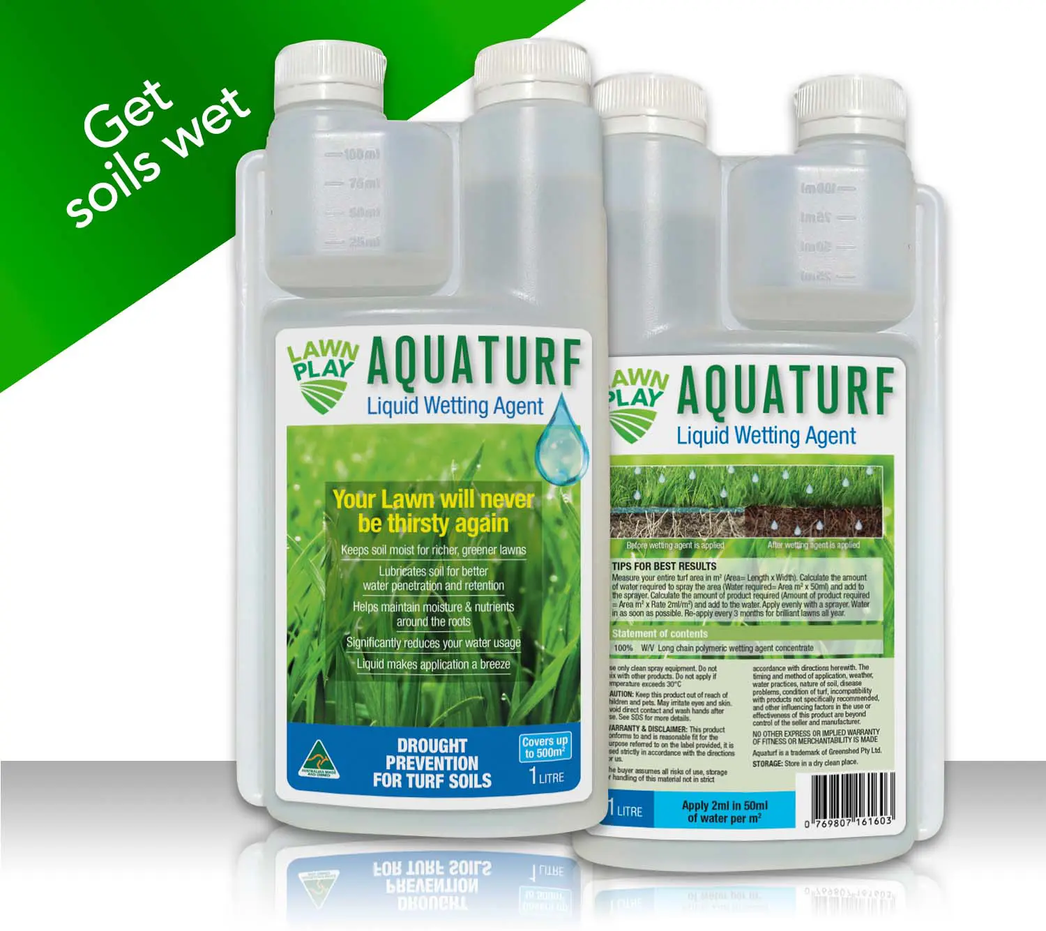 Get soil wet with Lawnpaly Aquaturf Liquid Soil Wetting Agent